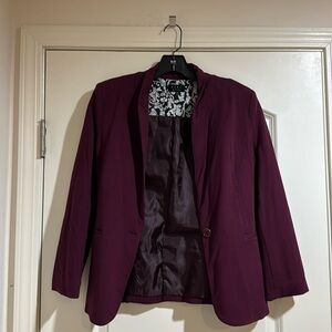 Casual blazer, wine/burgundy color.